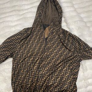 Fendi Tan and Black Logo Jacket. Reversible. Size L